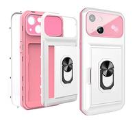UBeesize Funda para iPhone 13 con Titular de la Tarjeta 3in1 Cartera teléfono Caso con Anillo Kickstand Funda Protectora a Prueba de Golpes TPU+PC Durable