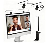 UBeesize Iluminación de videoconferencia, luz LED de transmisión para videollamadas, luz de cámara Web con Soporte Ajustable para Monitor, iluminación de Zoom para computadora, Anillo de luz para