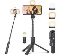 UBeesize Palo Selfie, trípode portátil de Aluminio con luz Mini Palo Selfie inalámbrico Bluetooth Mando a Distancia para iPhone 13 Pro/12/11 Pro/XR/8/7 y Android, L03s