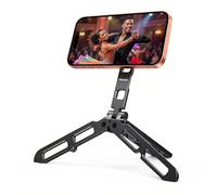 UBeesize Soporte magnético para teléfono MagSafe, trípode de bolsillo plegable compatible con iPhone 16, 15, 14, 13, 12 Pro Max, 20 N52 imanes fuertes, mini trípode con zapata fría y tornillo de 1/4