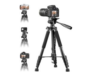 UBeesize Trípode para cámara de 188 cm con soporte para teléfono móvil y mando a distancia, trípode con bolsa portátil para teléfono y cámara, trípode para teléfono móvil, compatible con cámaras DSLR,