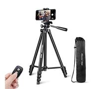 UBeesize Trípode para teléfono móvil, 129,5 cm, ajustable, con soporte para teléfono móvil y mando a distancia, Bluetooth, para smartphone, compatible con iPhone/Android