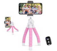 UBeesize Trípode para teléfono móvil, Antideslizante, Ligero, Mini trípode con Mando a Distancia Bluetooth para Viajes, Camping, Selfie Rosa