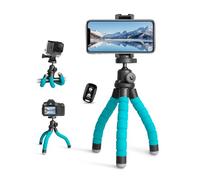 UBeesize Trípode para teléfono móvil, mini trípode para smartphone y cámara, iPhone trípode con soporte Bluetooth y mando a distancia inalámbrico para viajes (azul)