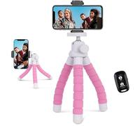 UBeesize Trípode para teléfono, trípode portátil y flexible con control remoto inalámbrico y clip, soporte de trípode para teléfono celular para grabación de video (rosa)