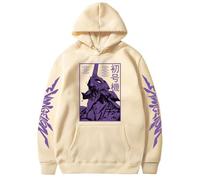 Ubeisy Anime Neon Genesis Evangelion Sudadera de manga larga Ikari Shinji Ayanami Rei Cosplay Sudadera con bolsillo canguro, beige, 4XL