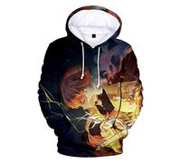 Ubeisy Sudadera con capucha de anime para hombre Kimetsu no Yaiba Zenitsu, impresión 3D de manga larga, sudadera de Tanjiro con bolsillos, disfraz de cosplay, M