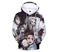 Ubeisy Sudadera con capucha de anime para hombre Kimetsu no Yaiba Zenitsu, impresión 3D de manga larga, sudadera de Tanjiro con bolsillos, disfraz de cosplay, XL