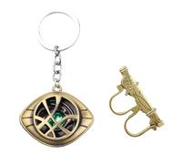 Ubephant Llavero Doctor Strange Eye of Agamotto, Doctor Strange Ring, Doctor Strange Llavero 2 pcs Doctor Strange Llavero Giratorio de Aleación para Doctor Strange Fans de Los Niños