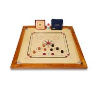 Uber Games Juego de tablas y soporte Carrom - Tablero de juego de 33 x 33 pulgadas incluyendo Carrom Men, Striker & Powder - Juego de nivel de entrada - Fabricado en la India - Adecuado para