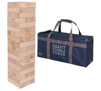 Ubergames Torre gigante tambaleante de hasta 160+ cm XXL Jumbo Hi-Tower en bolsa - 1,6 m (máximo en el juego). Juego de torre de madera de pino macizo - Bloques extra de lujo y bolsa (hasta 160+ cm)
