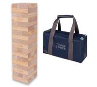 Ubergames Torre tambaleante gigante de hasta 120+ cm XXL Jumbo Hi-Tower en bolsa - 1,2 m (máximo en el juego. Juego de torre de madera de pino macizo - Bloques de lujo extra y bolsa (hasta 120+ cm)