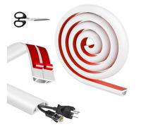 UBERMing 1.5M Mini Canaleta Cables Blanca, Canaletas para Cables Autoadhesiva Cubierta de Cable Semicircular, Canal de Cable Flexible Adhesivo con 1 Tijeras para Hogar Oficina Almacén, 30 mm x 10 mm