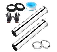 UBERMing 2 Piezas Tubo de Inmersión para Sifón Universal, Sifón de Acero Inoxidable de 300 mm con Anillos de Sellado y Tuerca para Lavabo Drenaje Tubos, 1 1/4 Pulgadas x 32 mm