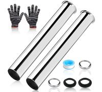 UBERMing 2 Piezas Tubo de Inmersión para Sifón Universal, Sifón de Acero Inoxidable de 400 mm con Anillos de Sellado y Tuerca para Lavabo Drenaje Tubos, 1 1/4 Pulgadas x 32 mm