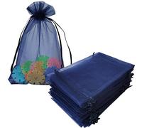 UBGBHO 50 bolsas de organza de regalo de 4 x 6 pulgadas, azul marino con cordón para baby shower, Navidad, cumpleaños, recuerdos de fiesta, boda, graduación universitaria, viajes, bolsa de exhibición