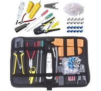 UbiGear - Juego de herramientas de red, con comprobador de red, crimpadora y 100 conectores RJ45, CAT5 y CAT5e.