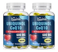 Ubiquinol CoQ10 600 mg Cápsulas Blandas Con Extracto De Shilajit 300 mg, Omega-3 150 mg - Sistema de Entrega Dual - Absorción Mejorada (60 unidades (paquete de 2))