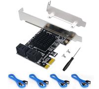 Ubit Tarjeta de Expansión,Minería PCIe 2.0 X1 a SATA III de 4 Puertos IPFS, Tarjeta de Expansión PCI-E a SATA3.0,Tarjeta de Expansión de Disco Duro, Tarjeta Adaptadora de Interfaz SATA