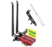 Ubit Tarjeta WiFi 6E Bluetooth 5.2 PCIE WLAN, Intel AX210 5400 Mbit/s WLAN, Antena de 2,4 GHz/5 GHz/6 GHz, Chip AX210 para PC de Escritorio Windows 10 y 11 de 64 bits