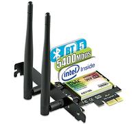 Ubit Tarjeta WiFi, Tarjeta AX 5400Mbps PCIe WiFi Bluetooth 2 en 1 WiFi 6 para PC de sobremesa Windows 11/10(64Bit), Tarjeta de Red inalámbrica de Tres Bandas (2.4Ghz, 5Ghz y 6Ghz)