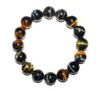 UBJSFASASND Pulsera de cuentas de ojo de tigre amarillo y azul de 14 mm para hombre, piedras preciosas naturales del chakra del plexo solar, trae valor de la suerte, riqueza, protección contra el mal