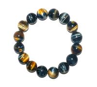 UBJSFASASND Pulsera de ojo de tigre azul de 14 mm con ojo dorado, se adapta a muñecas de 8 a 8.5 pulgadas, hombres y mujeres, protección contra la gema malvada, piedra natal natural para junio