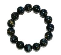 UBJSFASASND Pulsera de ojos de tigre azules de 14 mm con ojos dorados para hombres y mujeres, se adapta a muñecas de 7 a 7.5 pulgadas, protección contra la gema malvada, piedra natal natural para