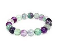 UBJSFASASND Pulsera elástica de cuentas de fluorita colorida para hombre y mujer, 10 mm, para yoga