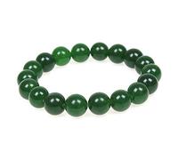 UBJSFASASND Pulsera elástica de cuentas de jade verde oscuro de 10 mm para hombres y mujeres