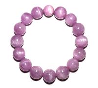 UBJSFASASND Pulsera Kunzite con cuentas naturales de 14 mm, noble y única, viene con cuentas de repuesto y herramientas de cuentas que atrae la riqueza, alivia tu ansiedad, unisex, ideal para todos