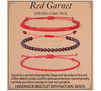UBJSFASASND Pulseras curativas, pulsera de cuentas de granate rojo natural de 4 mm para hombres y mujeres, regalos con 2 pulseras de cuerda ajustables de tamaño