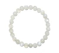 UBJSFASASND Pulseras de piedra lunar azul de 6 mm para mujer, cuentas pequeñas naturales con luz azul, se adapta a muñecas de 6 a 6.5 pulgadas | Cristal natural de chakra corona