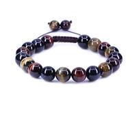 UBJSFASASND Pulseras trenzadas ajustables unisex con cuentas redondas de 10 mm de piedras preciosas preciosas