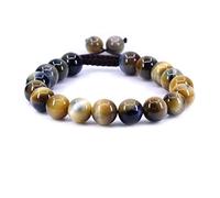 UBJSFASASND Pulseras trenzadas ajustables unisex con cuentas redondas de 10 mm de piedras preciosas preciosas