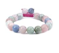 UBJSFASASND Pulseras trenzadas ajustables unisex con cuentas redondas de 10 mm de piedras preciosas preciosas