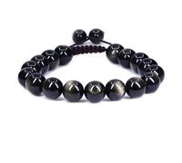 UBJSFASASND Pulseras trenzadas ajustables unisex con cuentas redondas de 10 mm de piedras preciosas preciosas