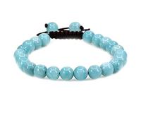 UBJSFASASND Pulseras unisex con cuentas redondas de cristal de 8 mm, ajustables, trenzadas, con borlas de macramé