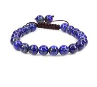 UBJSFASASND Pulseras unisex con cuentas redondas de cristal de 8 mm, ajustables, trenzadas, con borlas de macramé