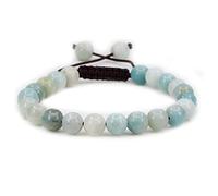 UBJSFASASND Pulseras unisex con cuentas redondas de cristal de 8 mm, ajustables, trenzadas, con borlas de macramé