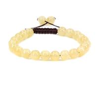 UBJSFASASND Pulseras unisex con cuentas redondas de cristal de 8 mm, ajustables, trenzadas, con borlas de macramé