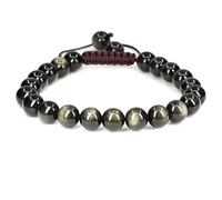 UBJSFASASND Pulseras unisex con cuentas redondas de cristal de 8 mm, ajustables, trenzadas, con borlas de macramé