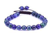 UBJSFASASND Pulseras unisex con cuentas redondas de cristal de 8 mm, ajustables, trenzadas, con borlas de macramé