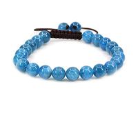 UBJSFASASND Pulseras unisex con cuentas redondas de cristal de 8 mm, ajustables, trenzadas, con borlas de macramé