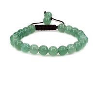 UBJSFASASND Pulseras unisex con cuentas redondas de cristal de 8 mm, ajustables, trenzadas, con borlas de macramé