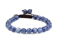 UBJSFASASND Pulseras unisex con cuentas redondas de cristal de 8 mm, ajustables, trenzadas, con borlas de macramé