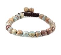 UBJSFASASND Pulseras unisex con cuentas redondas de cristal de 8 mm, ajustables, trenzadas, con borlas de macramé