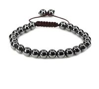 UBJSFASASND Pulseras unisex con cuentas redondas de cristal de 8 mm, ajustables, trenzadas, con borlas de macramé
