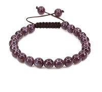 UBJSFASASND Pulseras unisex con cuentas redondas de cristal de 8 mm, ajustables, trenzadas, con borlas de macramé