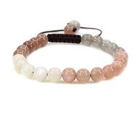 UBJSFASASND Pulseras unisex con cuentas redondas de cristal de 8 mm, ajustables, trenzadas, con borlas de macramé